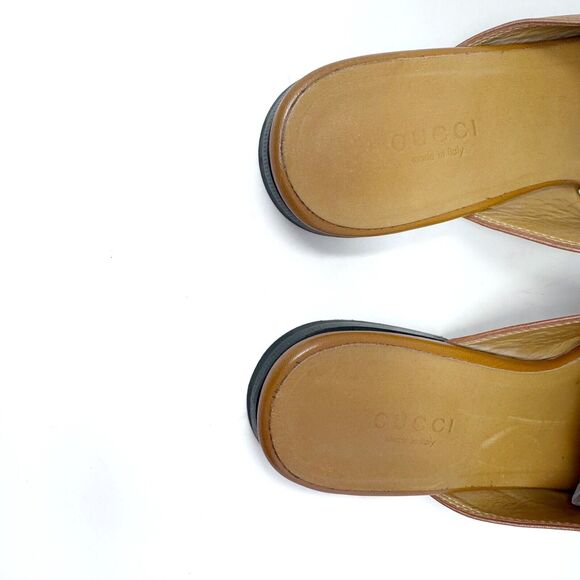 GUCCI Princetown Loafers Tan Brown Mules Shoes Slippers Horsebit EU 35.5 US 5.5 - Picture 5 of 13